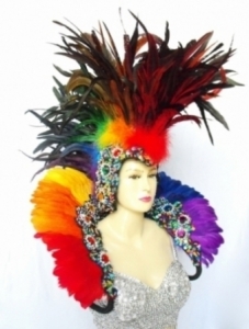 OM2 Feather Gay Pride Feather Showgirl Headdress Shoulder Pieces