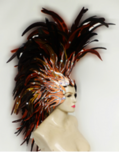 H043S Feather Crystal Mohawk Showgirl Headdress