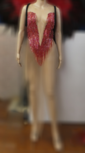 L021 Cher Inspired Nude Showgirl Bodysuit