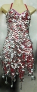 M063  Butterfly Sequin Showgirl Dress