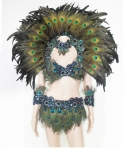 EVIAC Peacock Showgirl Bra Skirt Showgirl Shoulder Pieces