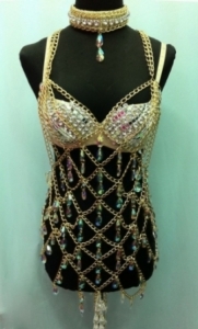 T024  Crystal Gold Chain Costume