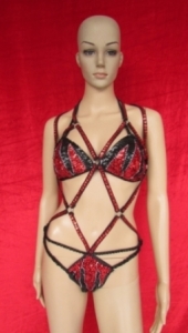 N001 Sexy Queen of Fire Costume Sequin Showgirl Dress