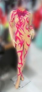 L026 Showgirl Body Painting Nude Catsuit Pink Showgirl Bodysuit