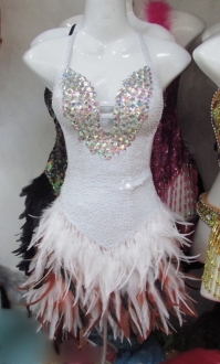 M072 Swan Feather Crystal Showgirl Dress
