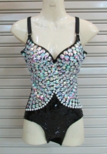 L038A Madonna Inspired Crystal Burlesque Showgirl Leotard Showgirl Bodysuit