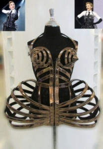 T029 Madonna Inspired Cone Showgirl Bra Pointy Corset Cage Leather Costume