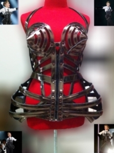 T029S Madonna Inspired Tribute Copy Cone Showgirl Bra Pointy Cage Leather Costume