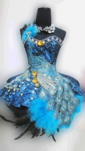 C083 Peacock Queen Dance Showgirl Dress