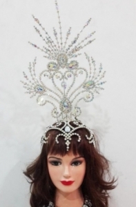 6A Beauty Pageant Crystal Showgirl Headdress Crown Tiara