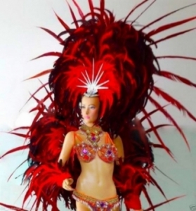 C058HB Orange Carnival Brazilian Rio Carnival Samba Dance Costume  Showgirl Headdress Shoulder Pieces Wings