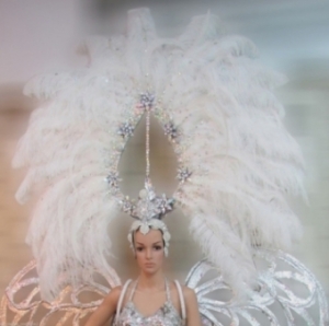 H518 Grand White Angel Crystal  Showgirl Headdress