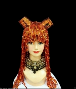 H565 Sequin Fringe Wig Showgirl Headdress