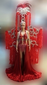 C114 Red Princess Burlesque Showgirl Headdress Showgirl Shoulder PiecesCostume Set