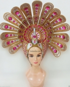 H168 Peacock Queen Showgirl Dance Burlesque Crystal Showgirl Headdress