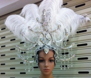 H1231 Ostrich Feather Crystal Showgirl Headdress