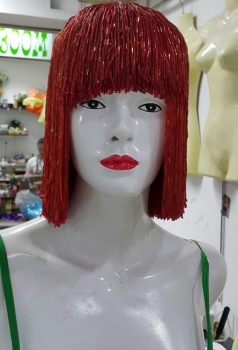 Bob WIGS CHER Inspired Red Beaded Wig