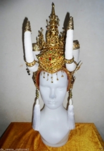 H626 Ivory God Goddess Crystal Showgirl Headdress