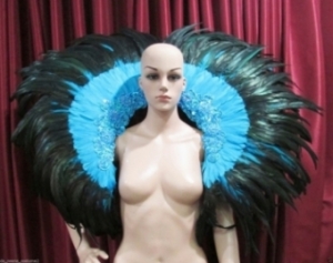 EVITA RB Black Feather Showgirl Shoulder Pieces
