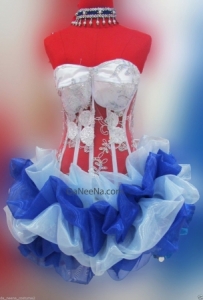 M150 Blue Flower Dancer Lady Showgirl Vegas Stage Dance Showgirl Dress