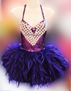 M143 Crystal Angel Feather Showgirl Vegas Stage Dance Showgirl Dress