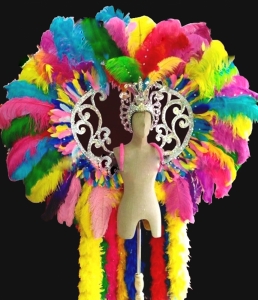 B040Z Samba Rainbow Pride Gay Parade Angel Headdress Wings Backpiece