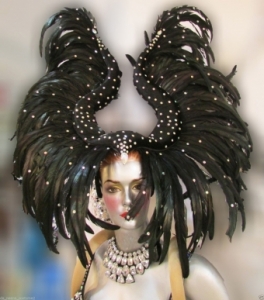 H160 Witch Magician Queen Feather Showgirl Dance Burlesque Showgirl Headdress