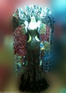 C094 Black Ocean Queen Angel Wings Showgirl Gown Showgirl Dress Showgirl Shoulder PiecesCostume Set