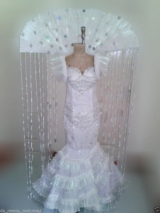 C091 White Windy Queen Angel Wings Showgirl Dress Showgirl Shoulder PiecesCostume Set