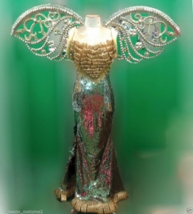 C089 Gold Swan Princess Angel Showgirl Shoulder Pieces Costume Set