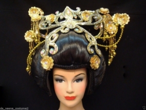 H149 Chinese China Geisha Japanese Rose Flower Showgirl Headdress