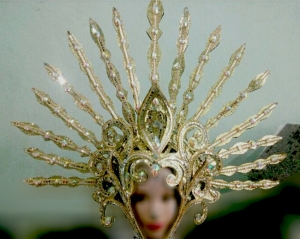 H675 Sunflower Goddess Crystal Showgirl Headdress