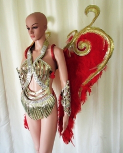 C682 Warrior of Angel Crystal Costume set Feather Angel Wings