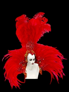 B0399HB Red Carnival Brazilian Rio Carnival Dance Costume Samba Backpiece Samba Headdress