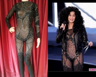 M535T Cher Inspired Nude If I could Turn Back Time Showgirl Bodysuit