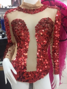 M686 Cute Charming Cher Inspired Vegas Burlesque Bugle Showgirl Leotard Showgirl Bodysuit