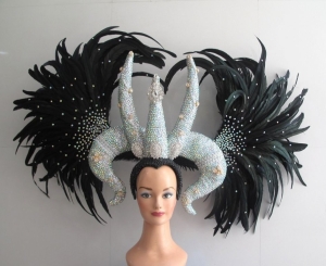 H655 Prestige of Medusa Crystal Feather Showgirl Headdress
