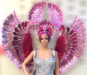 H665 Show Phoenix Garuda Bird Showgirl Headdress Angel Wings Backpiece