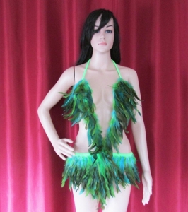 R75 Forrest Bird Feather Showgirl Dress S