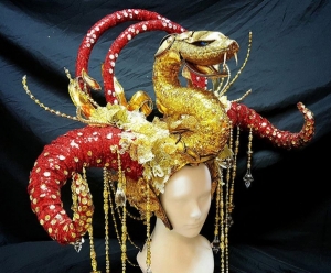 HUT H776 Gold Giant Snake Showgirl Headdress