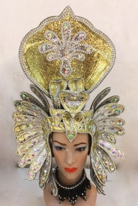 H704 Drag Pharaoh Crystal Egypt Cleopatra Cabaret Snake Headdress