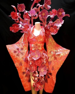 HUT C848 Japan Geisha Flower Queen Backpiece Costume Set
