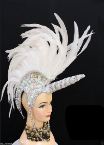 H562 White Unicorn Showgirl Headdress