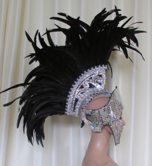 H017R Roman Mohawk Feather Showgirl Headdress Helmet