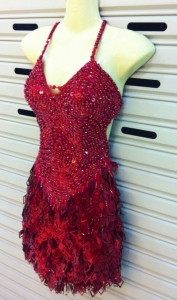 M089 Salsa Sequin Fringe Dance Showgirl Dress