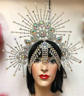 J962 Sunshine Asian Lady Crystal Headdress Crown