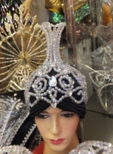 H047 Beaded Crystal Feather Showgirl Headdress
