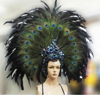 EVIA Peacock Feather Showgirl Headdress