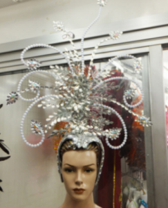 H054 Pearl Crystal Feather Showgirl Headdress