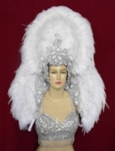 C004 swan Backpiece Showgirl Headdress